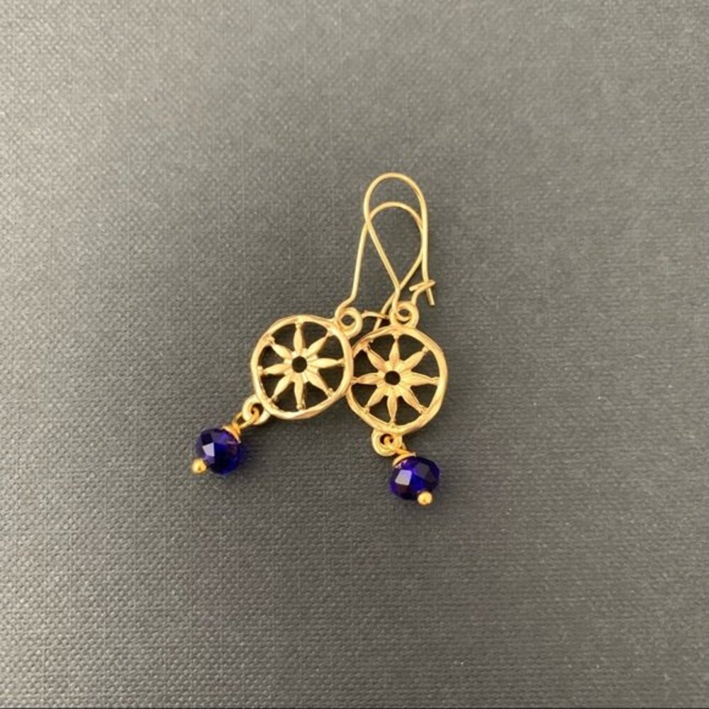 Royal Blue Crystal Glass Drop Earrings